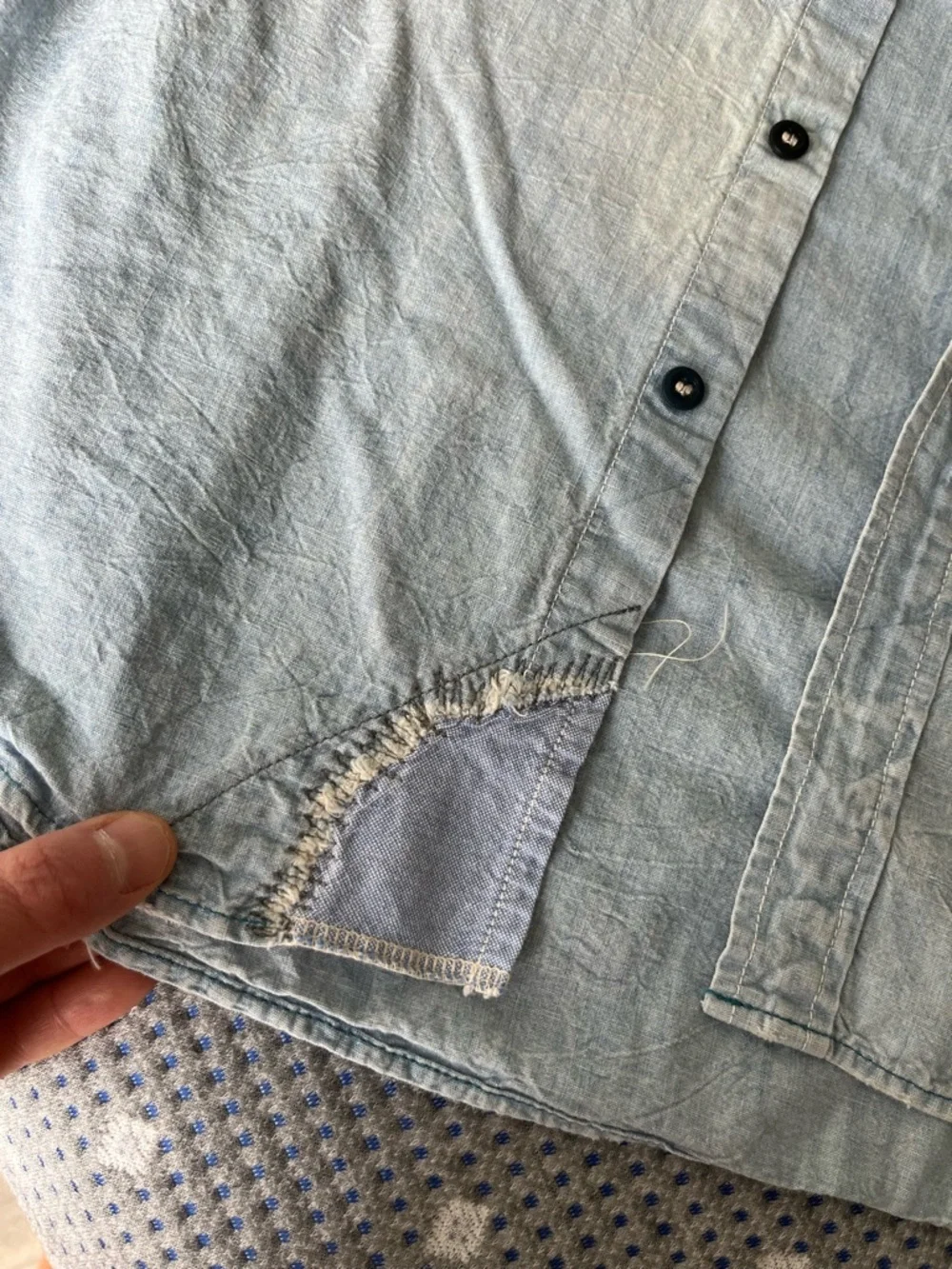 Vintage Light Wash Denim Shirt - Women's Light Blue Casual Button-Up - Picture 2 of 12